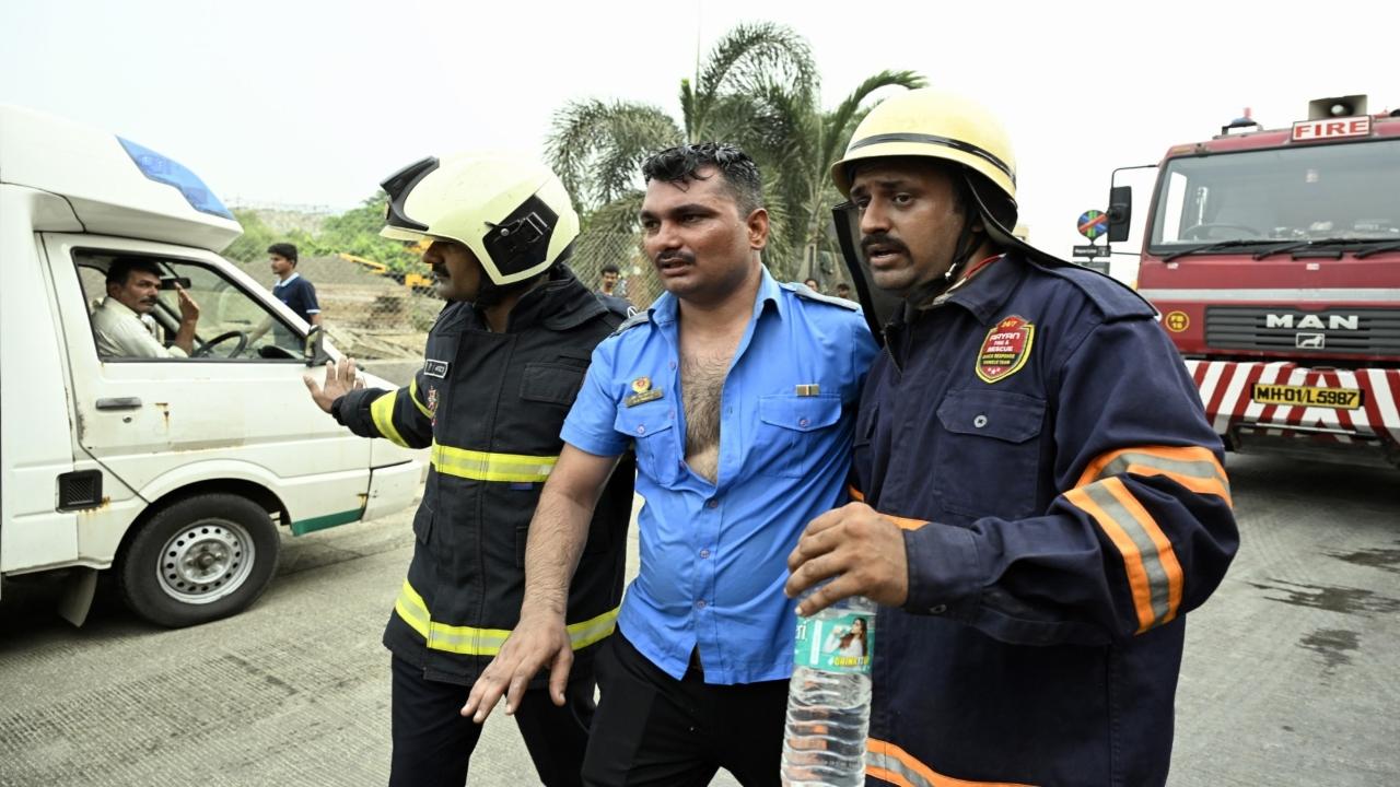 IN PHOTOS: Fire in under-construction basement disrupts Mumbai Metro-3 services