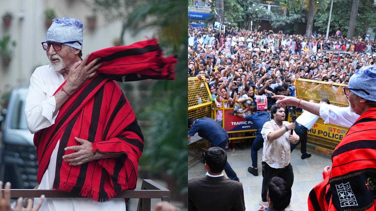 Sunday Darshan: Amitabh Bachchan greets fans outside his house Jalsa in Mumbai