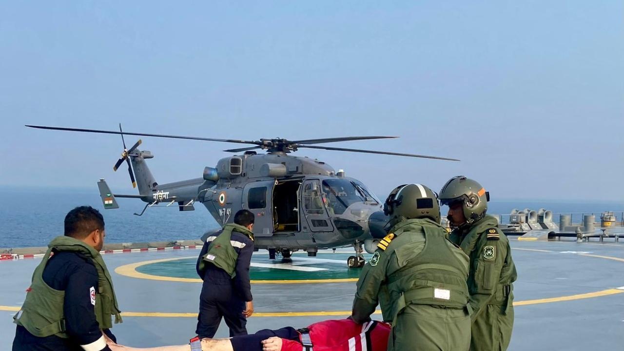 Seafarer in critical condition airlifted by navy in high seas rescue operation