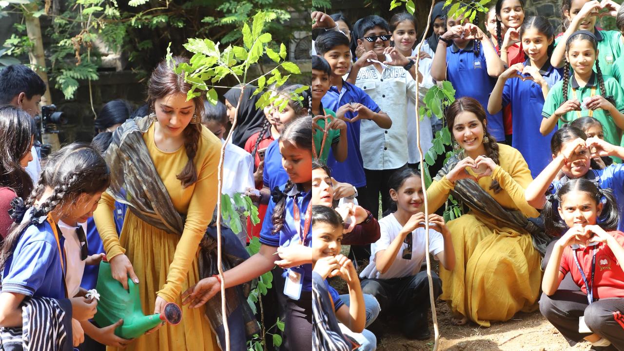 Raashii Khanna plants saplings with kids ahead of her birthday 