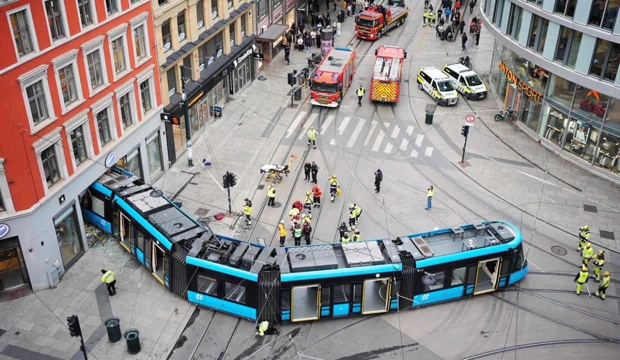 Norway: Tram derails and plows into shop in Oslo, 4 injured; watch video