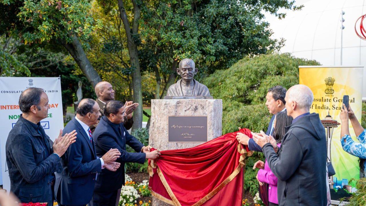 Mahatma Gandhi anniversary 2024: Freedom fighter's bust unveiled in Seattle