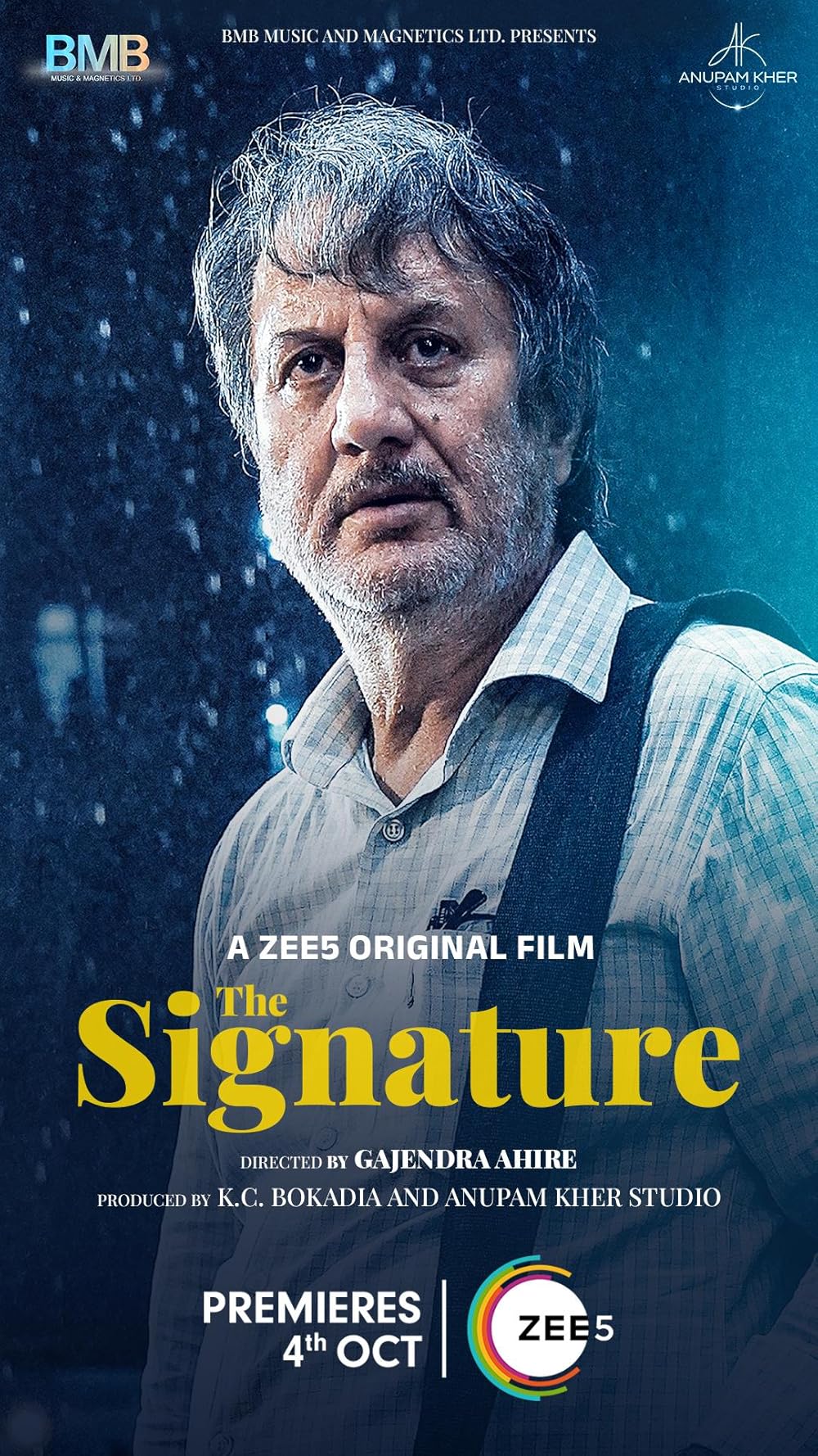 The Signature – October 4 (Zee5)  This emotional drama stars Anupam Kher as Arvind, whose life takes a drastic turn when his wife collapses just before a trip. The film, produced by KC Bokadia and Anupam Kher Studio, also features Mahima Chaudhry, Neena Kulkarni, Annu Kapoor, and Ranvir Shorey. Premieres on ZEE5 on October 4.