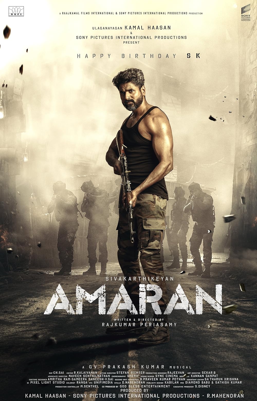 Amaran – October 31, 2024 (Theatre)  Set against the stunning backdrop of Kashmir, this action-packed drama features Sivakarthikeyan, Sai Pallavi, and Rahul Bose. Directed by Rajkumar Periasamy and produced by Kamal Haasan.