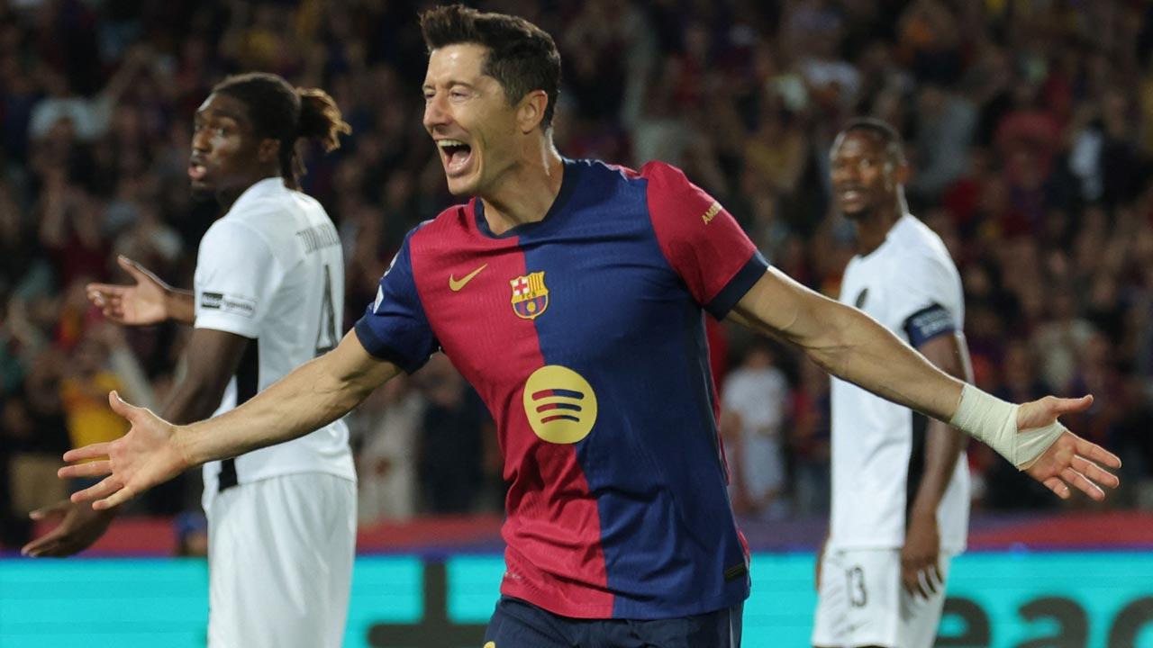 UEFA Champions League: Robert Lewandowski hits brace as Barca crush Young Boys