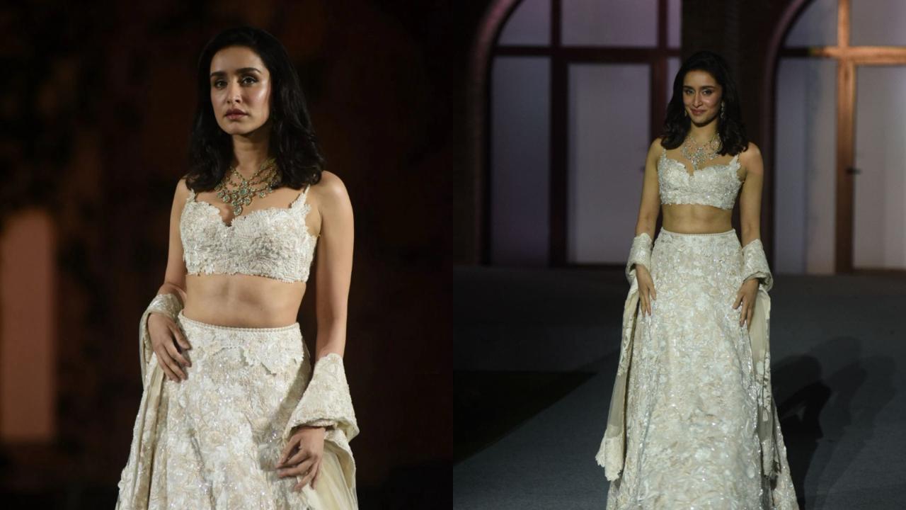 Shraddha Kapoor slays in a lehenga as she walks the ramp for Mishru